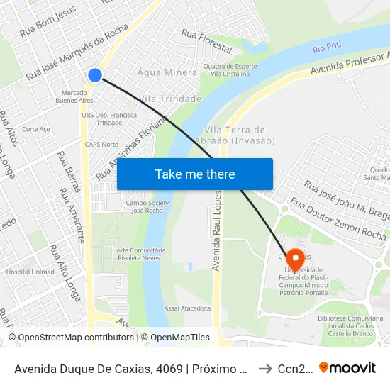Avenida Duque De Caxias, 4069 | Próximo Ao Balão Da Coca Cola to Ccn2 Ufpi map