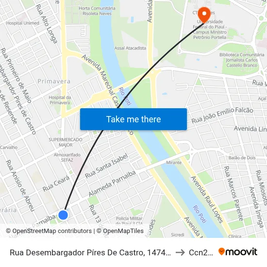 Rua Desembargador Píres De Castro, 1474|Praça Do Marquês to Ccn2 Ufpi map