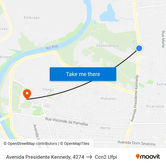 Avenida Presidente Kennedy, 4274 to Ccn2 Ufpi map
