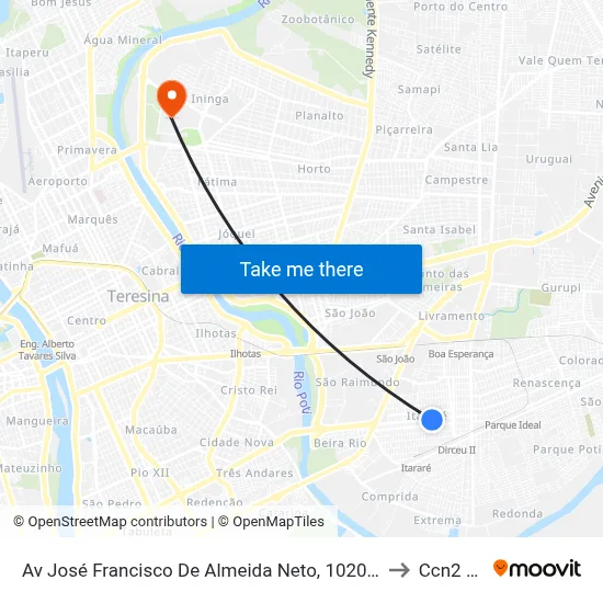 Av José Francisco De Almeida Neto, 1020 | Pop Shop to Ccn2 Ufpi map