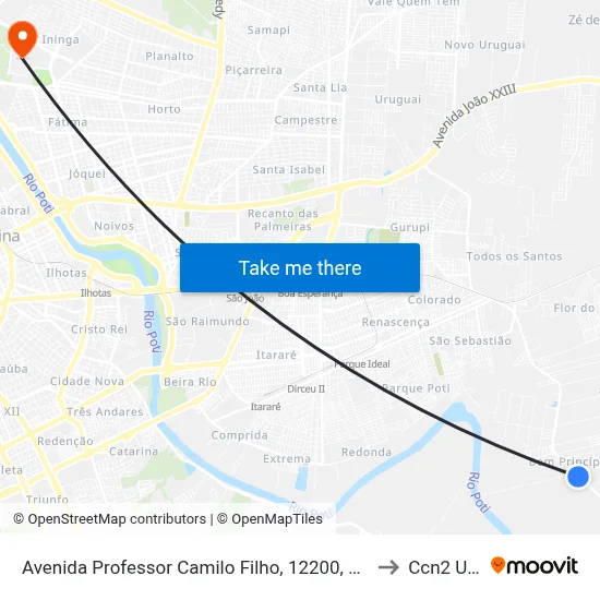 Avenida Professor Camilo Filho, 12200, 12200 to Ccn2 Ufpi map