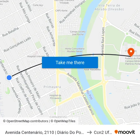 Avenida Centenário, 2110 | Diário Do Povo to Ccn2 Ufpi map
