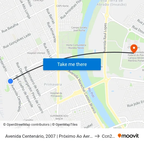 Avenida Centenário, 2007 | Próximo Ao Aeroporto De Teresina to Ccn2 Ufpi map