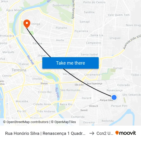 Rua Honório Silva | Renascença 1 Quadra 10, 04 to Ccn2 Ufpi map