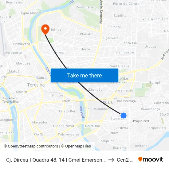 Cj. Dirceu I-Quadra 48, 14 | Cmei Emerson De Jesus to Ccn2 Ufpi map