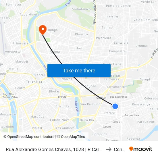 Rua Alexandre Gomes Chaves, 1028 | R Carvalho Supermercado (Rzinho) to Ccn2 Ufpi map
