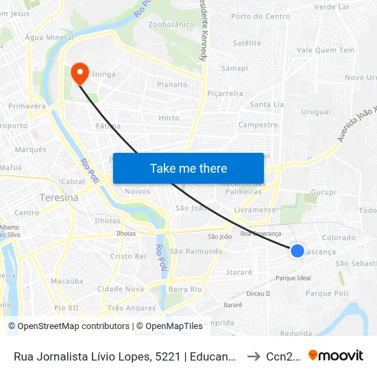Rua Jornalista Lívio Lopes, 5221 | Educandário Santa Helena to Ccn2 Ufpi map