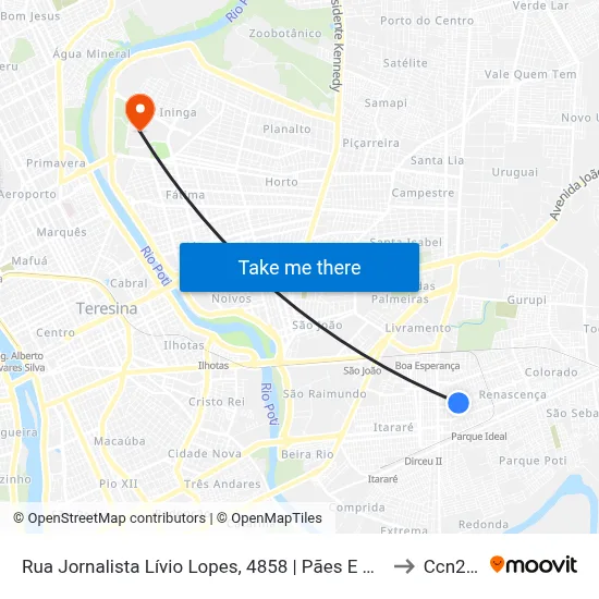 Rua Jornalista Lívio Lopes, 4858 | Pães E Beleza Panificadora to Ccn2 Ufpi map