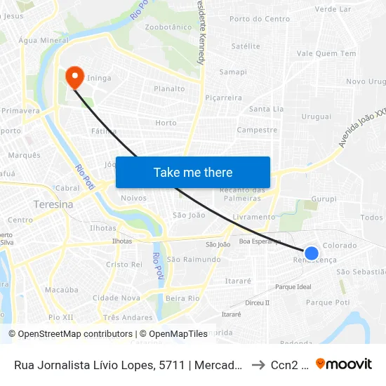 Rua Jornalista Lívio Lopes, 5711 | Mercado Renascença II to Ccn2 Ufpi map