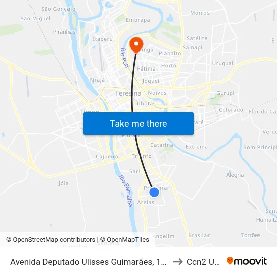 Avenida Deputado Ulisses Guimarães, 1751 to Ccn2 Ufpi map