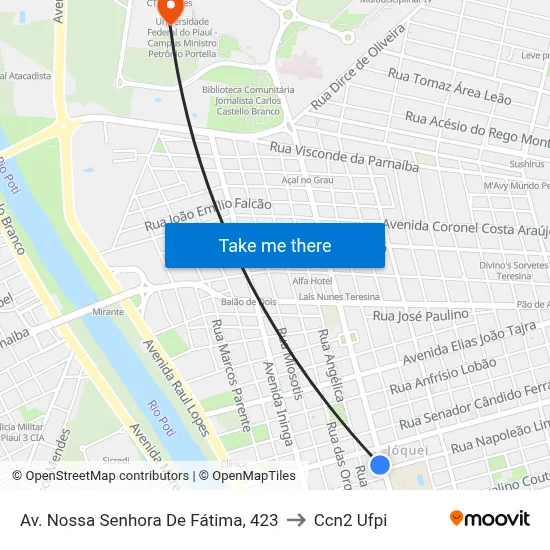 Av. Nossa Senhora De Fátima, 423 to Ccn2 Ufpi map