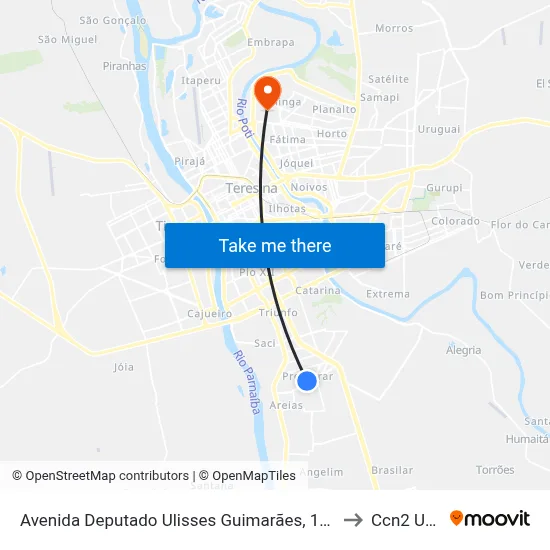 Avenida Deputado Ulisses Guimarães, 1961 to Ccn2 Ufpi map