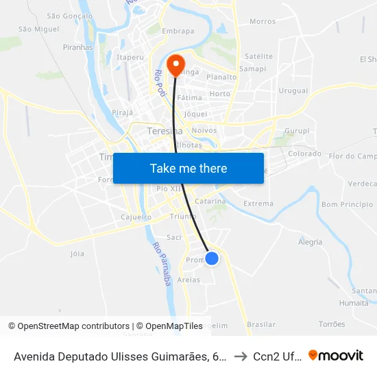 Avenida Deputado Ulisses Guimarães, 697 to Ccn2 Ufpi map
