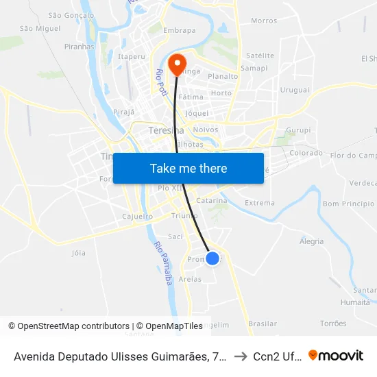 Avenida Deputado Ulisses Guimarães, 786 to Ccn2 Ufpi map