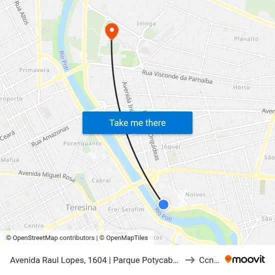 Avenida Raul Lopes, 1604 | Parque Potycabana/Oposto Aoteresina Shopping to Ccn2 Ufpi map