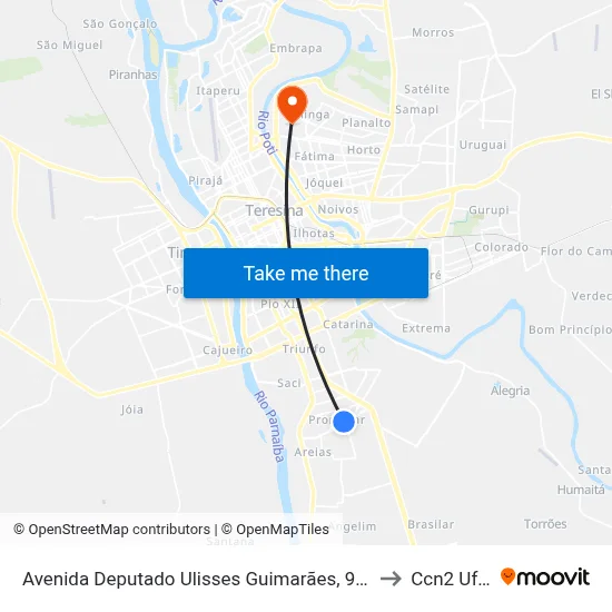 Avenida Deputado Ulisses Guimarães, 994 to Ccn2 Ufpi map