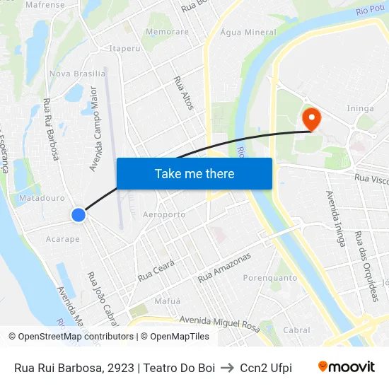 Rua Rui Barbosa, 2923 | Teatro Do Boi to Ccn2 Ufpi map