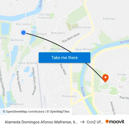 Alameda Domingos Afonso Mafrense, 626 to Ccn2 Ufpi map