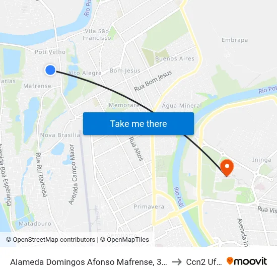 Alameda Domingos Afonso Mafrense, 311 to Ccn2 Ufpi map