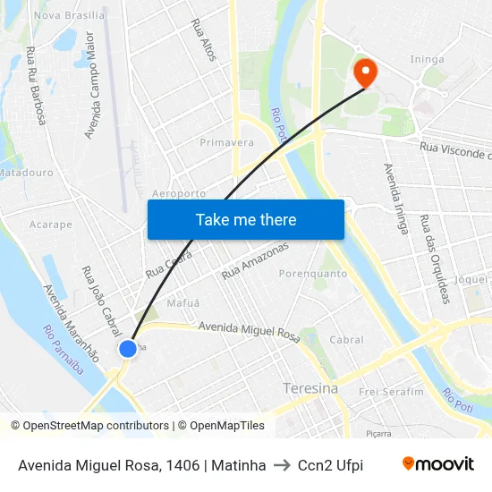 Avenida Miguel Rosa, 1406 | Matinha to Ccn2 Ufpi map
