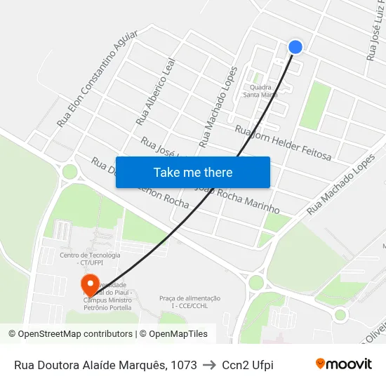 Rua Doutora Alaíde Marquês, 1073 to Ccn2 Ufpi map