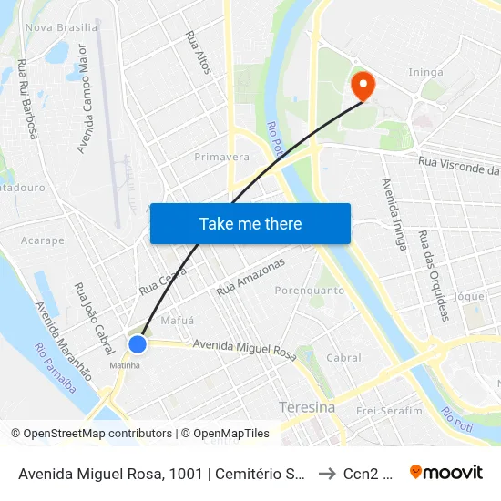 Avenida Miguel Rosa, 1001 | Cemitério São José to Ccn2 Ufpi map