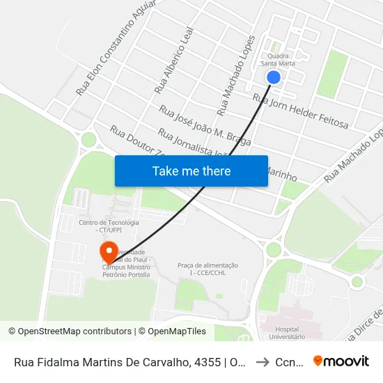 Rua Fidalma Martins De Carvalho, 4355 | Oposto Ao Cond. Santa Marta to Ccn2 Ufpi map