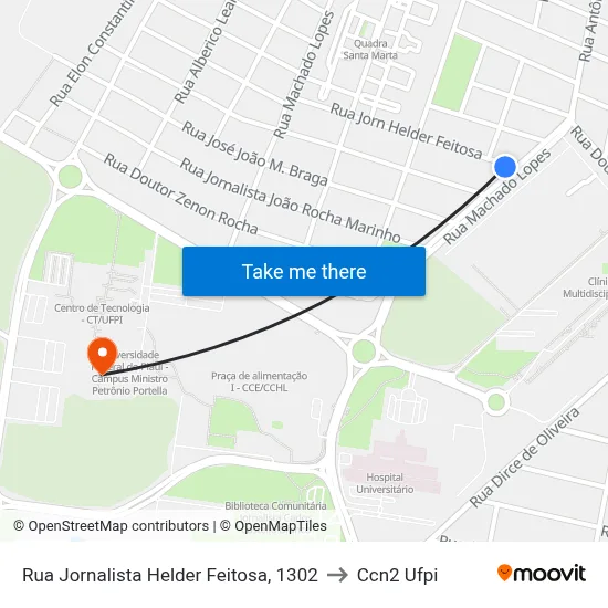 Rua Jornalista Helder Feitosa, 1302 to Ccn2 Ufpi map