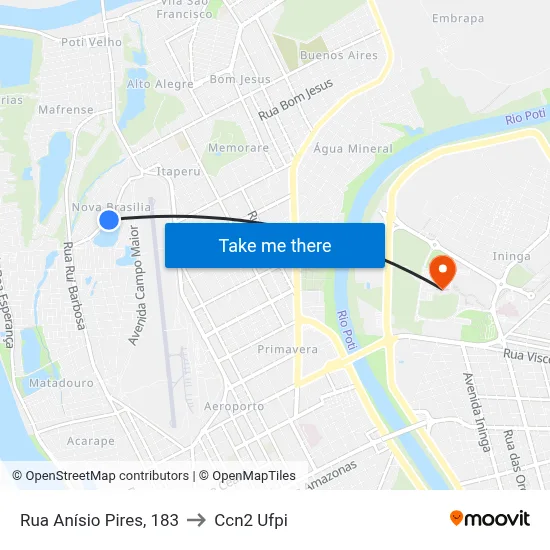 Rua Anísio Pires, 183 to Ccn2 Ufpi map