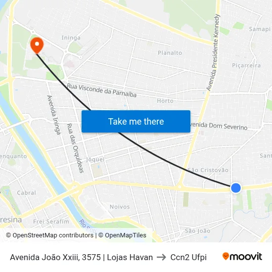 Avenida João Xxiii, 3575 | Lojas Havan to Ccn2 Ufpi map