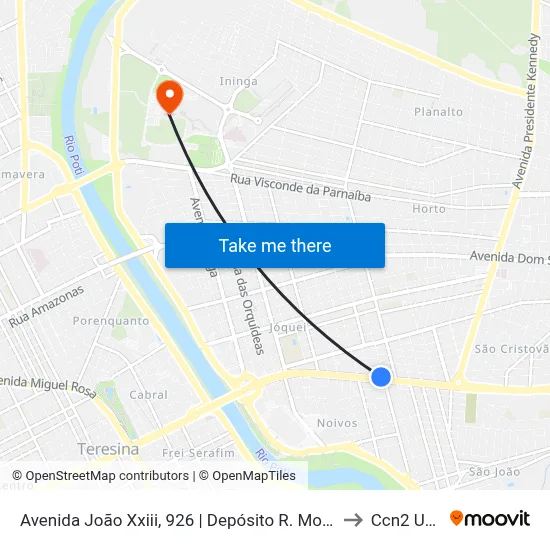 Avenida João Xxiii, 926  | Depósito R. Moura to Ccn2 Ufpi map