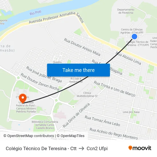 Colégio Técnico De Teresina - Ctt to Ccn2 Ufpi map