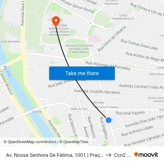 Av. Nossa Senhora De Fátima, 1001 | Praça De Fátima to Ccn2 Ufpi map