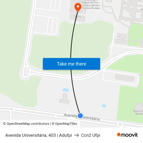 Avenida Universitária, 403 | Adufpi to Ccn2 Ufpi map