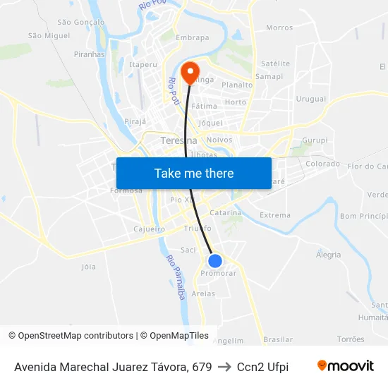 Avenida Marechal Juarez Távora, 679 to Ccn2 Ufpi map
