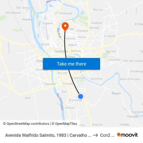 Avenida Walfrido Salmito, 1983 | Carvalho Supermercado to Ccn2 Ufpi map