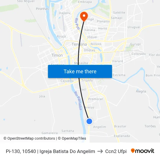 Pi-130, 10540 | Igreja Batista Do Angelim to Ccn2 Ufpi map
