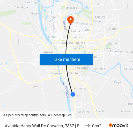 Avenida Henry Wall De Carvalho, 7837 | E. M. Areias to Ccn2 Ufpi map