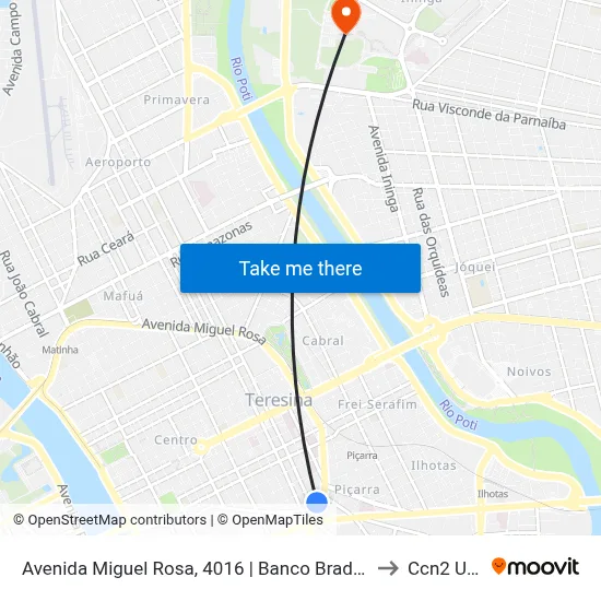 Avenida Miguel Rosa, 4016 | Banco Bradesco to Ccn2 Ufpi map