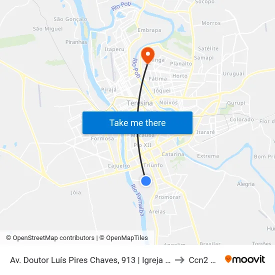 Av. Doutor Luís Pires Chaves, 913 | Igreja Do Saci to Ccn2 Ufpi map