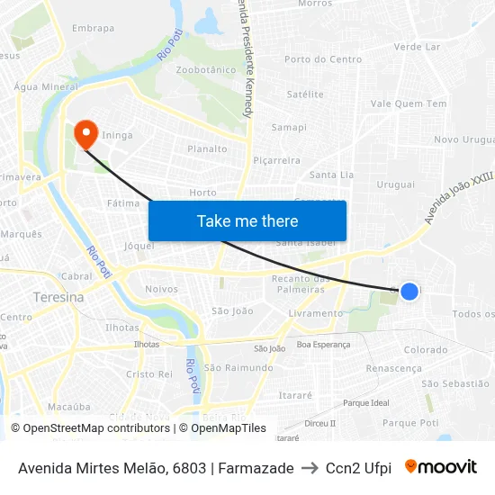 Avenida Mirtes Melão, 6803 | Farmazade to Ccn2 Ufpi map