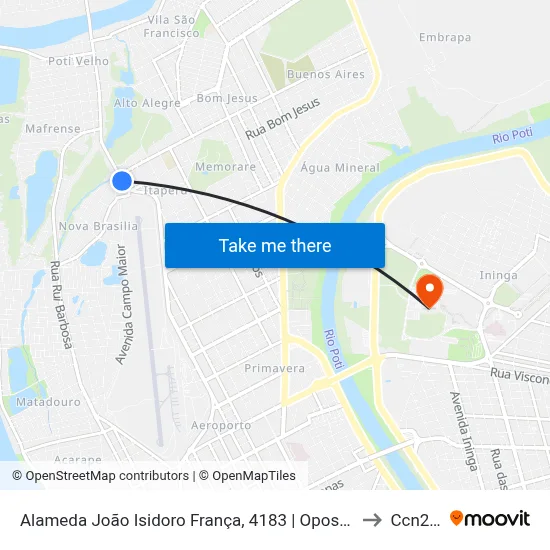Alameda João Isidoro França, 4183 | Oposto À Praça Do Itaperu to Ccn2 Ufpi map