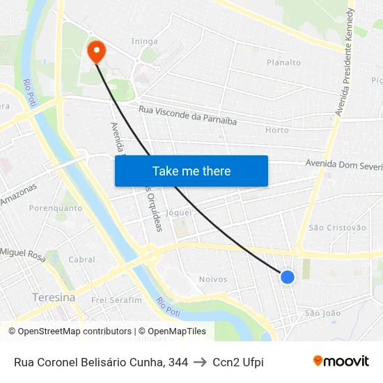 Rua Coronel Belisário Cunha, 344 to Ccn2 Ufpi map