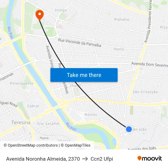 Avenida Noronha Almeida, 2370 to Ccn2 Ufpi map