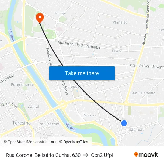 Rua Coronel Belisário Cunha, 630 to Ccn2 Ufpi map