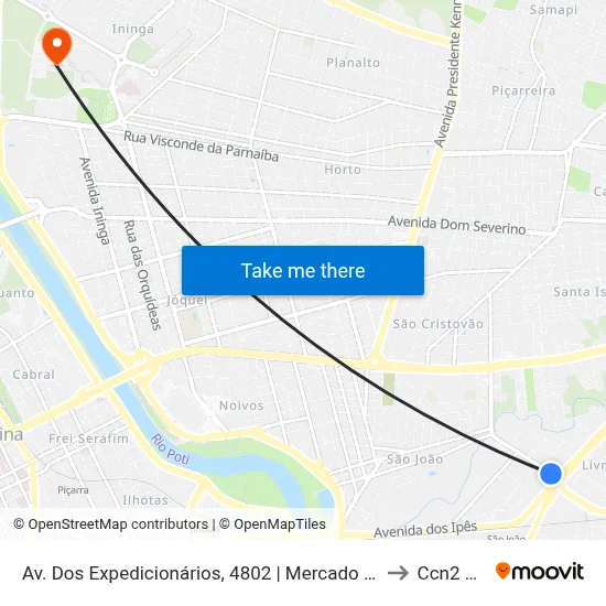 Av. Dos Expedicionários, 4802 | Mercado Do Peixe to Ccn2 Ufpi map