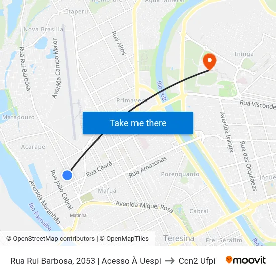 Rua Rui Barbosa, 2053 | Acesso À Uespi to Ccn2 Ufpi map