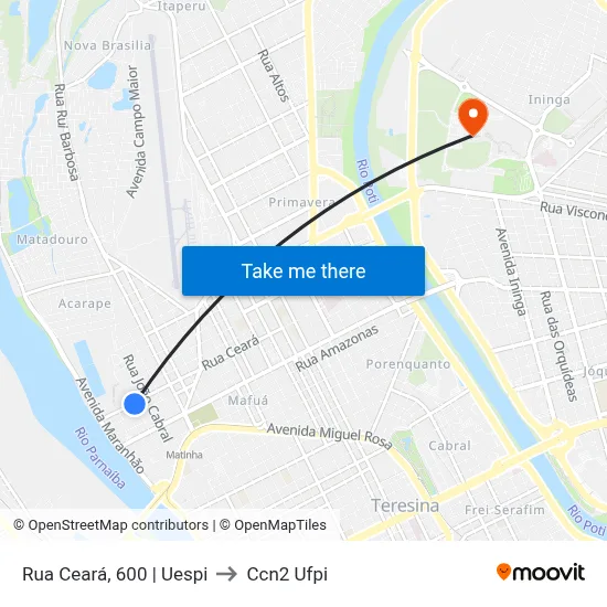 Rua Ceará, 600 | Uespi to Ccn2 Ufpi map