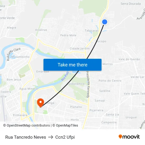 Rua Tancredo Neves to Ccn2 Ufpi map