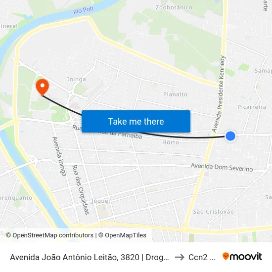 Avenida João Antônio Leitão, 3820 | Drograria Globo to Ccn2 Ufpi map